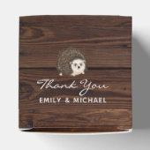 Woodland Hedegel Favors Box Rustic Wood Square Bedankdoosjes (Bovenkant)