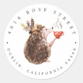 Woodland Hedegel | Najaars adres Baby Ronde Sticker (Voorkant)