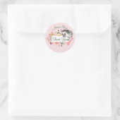 Woodland Hedegel Roze Girls Christening Baptism Ronde Sticker (Tas)