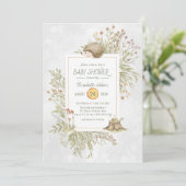 Woodland Hedegel | Uitnodiging Baby shower bossen (Staand voorkant)