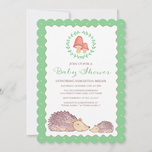 Woodland Hedégs Baby shower Invitation Kaart (Voorkant)