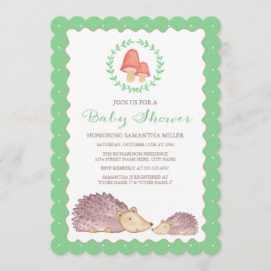 Woodland Hedégs Baby shower Invitation Kaart