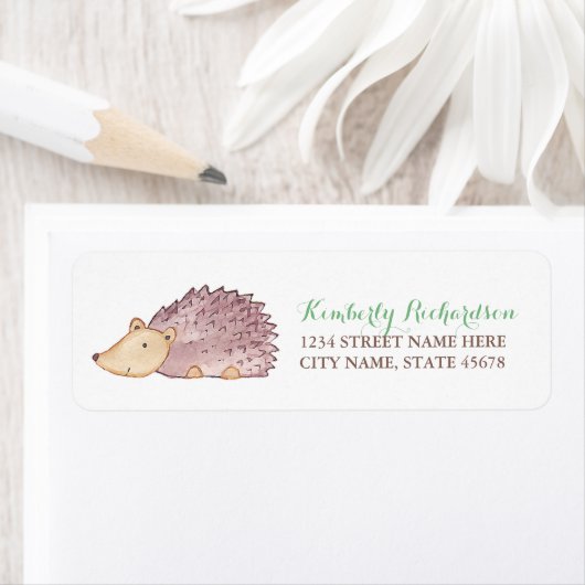 Woodland Hedgehog Adreslabel Etiket (Insitu)