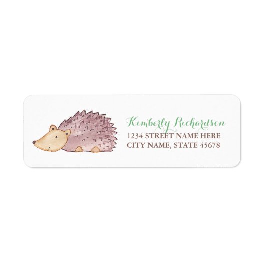 Woodland Hedgehog Adreslabel Etiket (Voorkant)