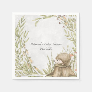 Woodland Hedgehog Baby shower gepersonaliseerd Servet