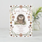 Woodland Hedgehog Baby Shower Kaart (Staand voorkant)