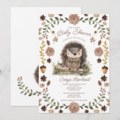 Woodland Hedgehog Baby Shower Kaart (Voorkant / Achterkant)
