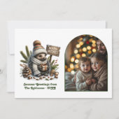 Woodland Hedgehog Cozy Forest Christmas Photo Feestdagenkaart (Voorkant)