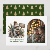 Woodland Hedgehog Cozy Forest Christmas Photo Feestdagenkaart (Voorkant / Achterkant)