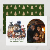 Woodland Hedgehog Cozy Forest Christmas Photo Feestdagenkaart (Voorkant / Achterkant)