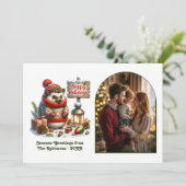 Woodland Hedgehog Happy Holidays Cozy Forest Photo Feestdagenkaart (Staand voorkant)