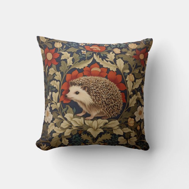 Woodland Hedgehog William Morris Inspired Kussen (Voorkant)