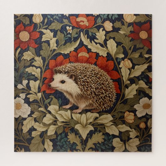 Woodland Hedgehog William Morris Inspired Legpuzzel (Verticaal)