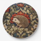 Woodland Hedgehog William Morris Inspired Papieren Bordje (Voorkant)