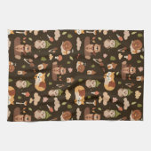 Woodland Herfst Animals Dark Autumn Fox Deer Owl R Theedoek (Horizontaal)