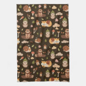 Woodland Herfst Animals Dark Autumn Fox Deer Owl R Theedoek (Verticaal)