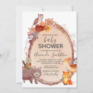 Woodland Herfst Autumn Baby shower Kaart