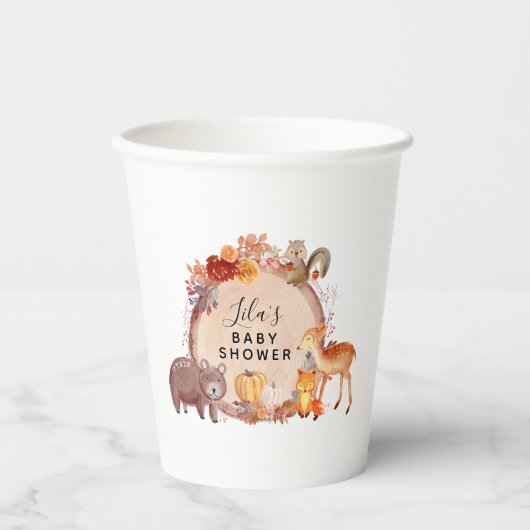 Woodland Herfst Autumn Baby shower Papieren Bekers (Voorkant)