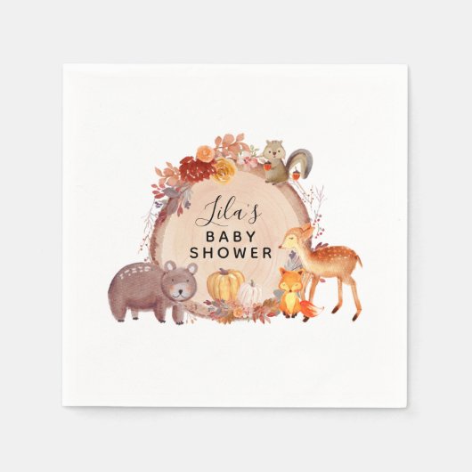 Woodland Herfst Autumn Baby shower Servet (Voorkant)