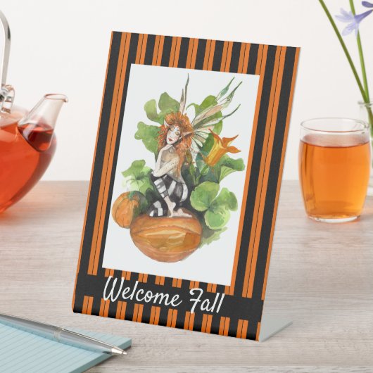 Woodland Herfst Harvest Elf Reclamebord Met Voetstuk (Insitu)