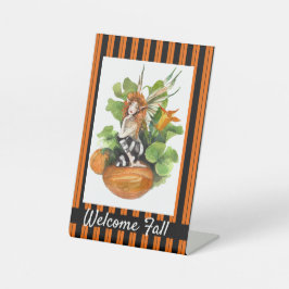 Woodland Herfst Harvest Elf Reclamebord Met Voetstuk