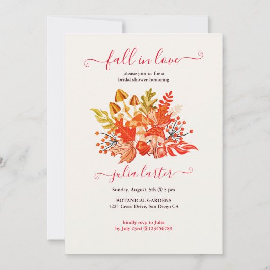 Woodland Herfst Mushroom Wildflower Wedding Kaart (Voorkant)