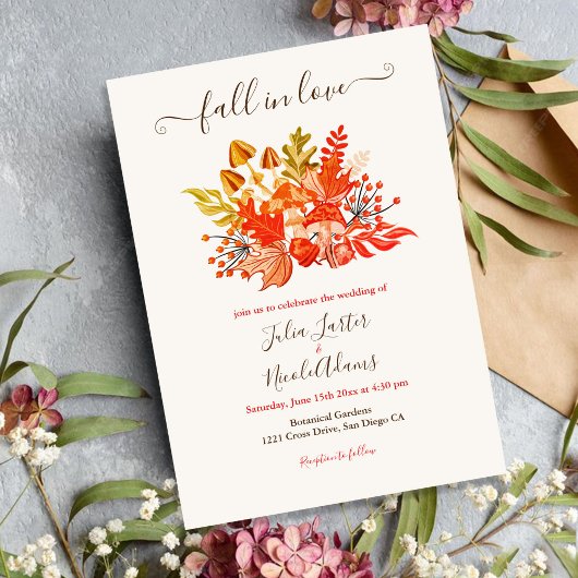 Woodland Herfst Mushroom Wildflower Wedding Kaart