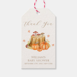 Woodland Herfst Pumpkin Mushroom Baby shower Cadeaulabel