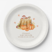 Woodland Herfst Pumpkin Mushroom Baby shower Papieren Bordje (Voorkant)
