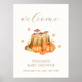 Woodland Herfst Pumpkin Mushroom Baby shower Welko Poster