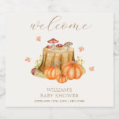 Woodland Herfst Pumpkin Mushroom Baby shower Welko Sparkling Wijnetiket (Enkel label)