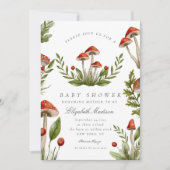 Woodland Herfst Waterverf Mushroom Baby shower Kaart (Voorkant)