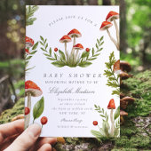 Woodland Herfst Waterverf Mushroom Baby shower Kaart