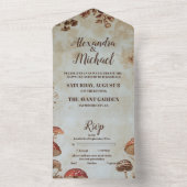 Woodland Herfst Waterverf Paddenstoel bruiloft All In One Uitnodiging (Binnen)