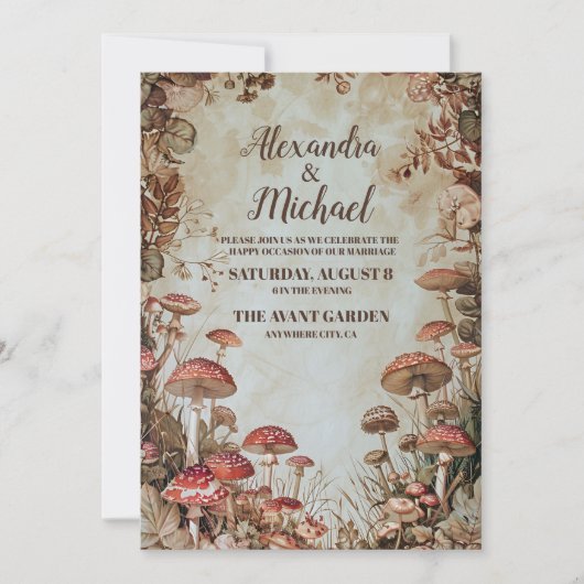 Woodland Herfst Waterverf Paddenstoel bruiloft Kaart (Voorkant)