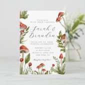 Woodland Herfst Waterverf Paddenstoel bruiloft Kaart (Staand voorkant)