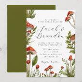 Woodland Herfst Waterverf Paddenstoel bruiloft Kaart (Voorkant / Achterkant)