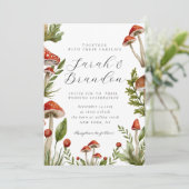 Woodland Herfst Waterverf Paddenstoel bruiloft Kaart (Staand voorkant)
