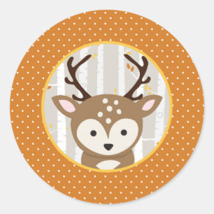Woodland Herfst / Winter Baby shower Favor Ronde Sticker