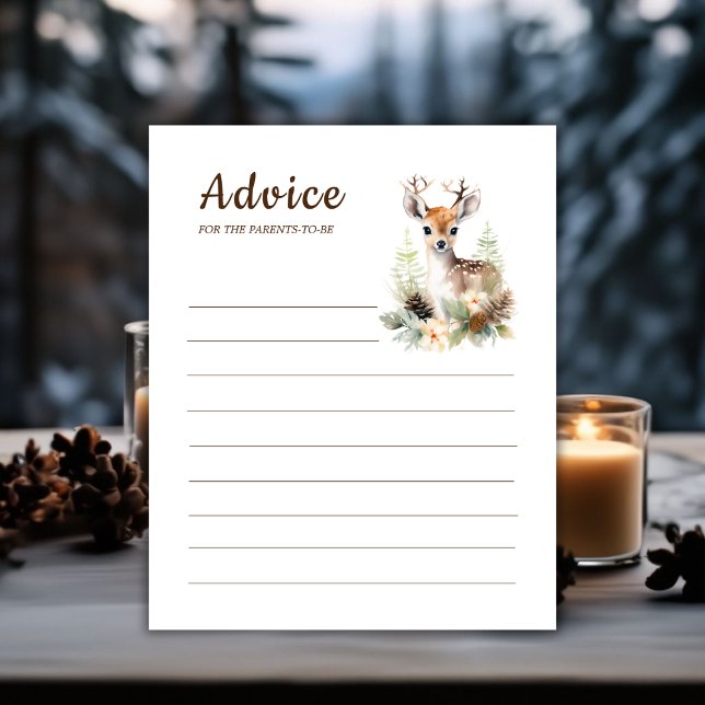 Woodland Herten Baby shower Game advies voor ouder (Winter Deer Baby Shower Game Advice For Parents)