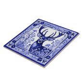 Woodland Herten Blauwe en Witte Folk Dierlijke Kun Tegeltje (Zijkant)