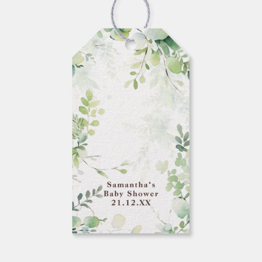 Woodland Herten Bos groen Baby Jongen Douche Cadeaulabel (Achterkant)