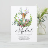 Woodland Herten Geïllustreerde Trouw Uitnodiging K (Staand voorkant)