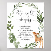 Woodland Herten Late night luiers baby shower teke Poster (Voorkant)
