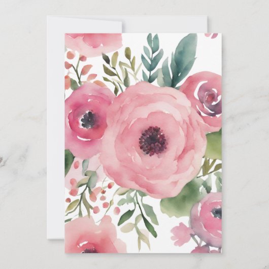 Woodland Herten Roze Goud Bloemen Meisje Baby show Kaart (Achterkant)