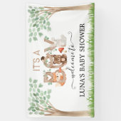 Woodland Het is een Baby shower Welkomstbanner. Spandoek (Verticaal)