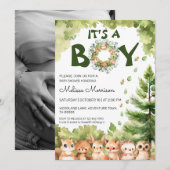 Woodland Het is een Boy rustiek groen Baby shower Kaart (Voorkant / Achterkant)