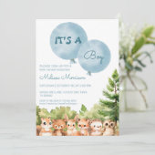 Woodland Het is een jongen Baby shower Kaart (Staand voorkant)