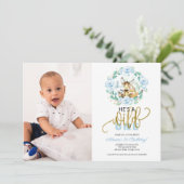 Woodland Hij is een wilde One Photo First Birthday Kaart (Staand voorkant)