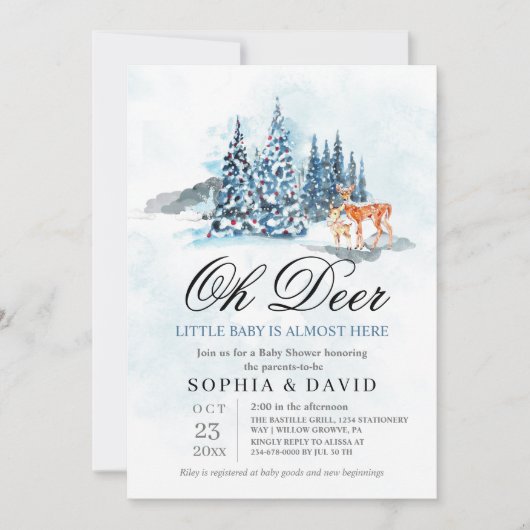  Woodland Hills Oh Deer Baby Shower Kaart (Voorkant)